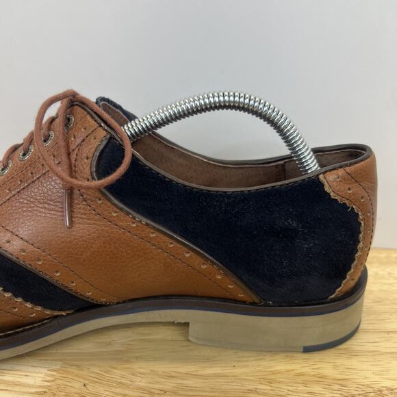Mens Johnston & Murphy Wingtip Brogue Brown Blue Dress Derby Shoes Size 10.5 M